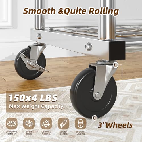 Simple Trending Heavy Duty Clothing Clothes Rack for Hanging, Rolling Double Rod Garment Rack Organizer with Wheels Load 620 LBS, Chrome - size: Double Shelves