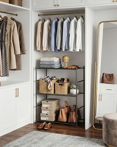 Sakugi 3-Tier Metal Storage Shelves - Space-Saving Shelf Organizer for Small Spaces, Compact Shelving Unit with Adjustable Feet for Kitchen, Garage, Laundry Room (17.7" x 12.5" x 30.1", Black) - size: 17.7W x 12.5D x 30.1H(3T)