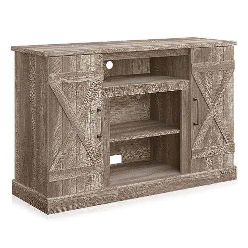 BELLEZE 47 Inch TV Stand & Media Entertainment Center TV Cabinet with Storage for TVs up to 50 Inch Console Table with Open Storage Shelves & Cabinets, Ashland Pine - color: Ashland Pine, style: 47"