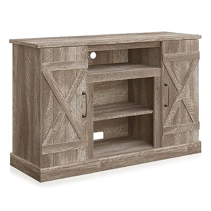 BELLEZE 47 Inch TV Stand & Media Entertainment Center TV Cabinet with Storage for TVs up to 50 Inch Console Table with Open Storage Shelves & Cabinets, Ashland Pine - color: Ashland Pine, style: 47"