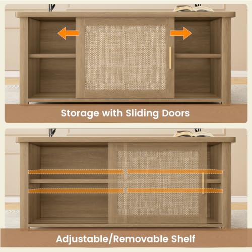 SEDETA 31.5" Lift Top Coffee Table with Storage, Square Coffee Tables for Living Room, Farmhouse Coffee Table with Large Hidden Storage Compartment and Adjustable Shelves, Rattan Oak - color: Rattan Oak