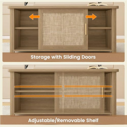 SEDETA 31.5" Lift Top Coffee Table with Storage, Square Coffee Tables for Living Room, Farmhouse Coffee Table with Large Hidden Storage Compartment and Adjustable Shelves, Rattan Oak - color: Rattan Oak