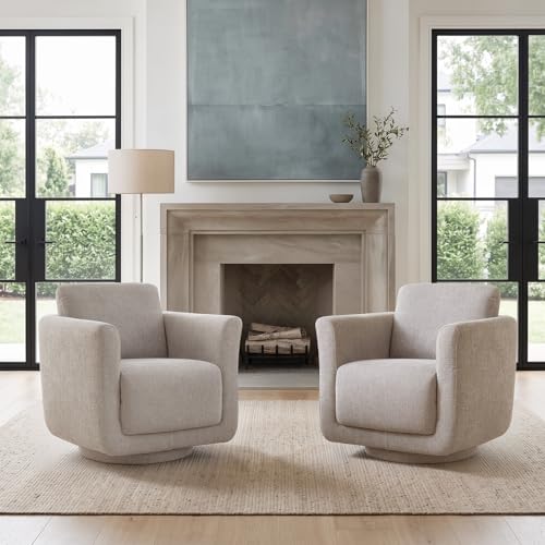 Swivel Accent Chairs Set of 2, Fully Assembled Chenille Barrel Chairs, Gray | 360° Swivel chairs set of 2, 350 lbs capacity, solid wood frame, ergonomic reading chair, modern accent chair for bedroom - color: Grey, size: Set of 2