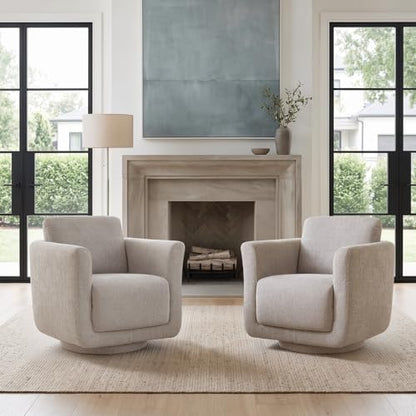 Swivel Accent Chairs Set of 2, Fully Assembled Chenille Barrel Chairs, Gray | 360° Swivel chairs set of 2, 350 lbs capacity, solid wood frame, ergonomic reading chair, modern accent chair for bedroom - color: Grey, size: Set of 2
