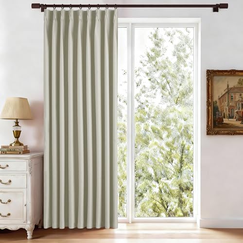 Beige Pinch Pleated Full Blackout Curtains 84 Inches Long 1 Panel | Lightweight, Linen Blended, Extra Wide, Living Room Bedroom, Thermal Insulated Drapes, Noise Reduction, Hooks, 60"Wx84"L - color: Beige, size: 60"W x 84"L (Pack of 1)