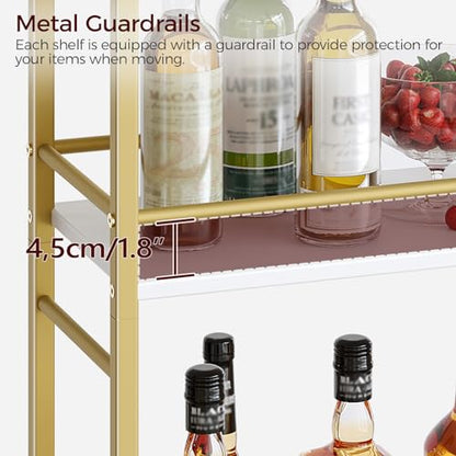 MAHANCRIS Bar Cart for The Home, 3-Tier Drink Cart on Wheels, Home Bar Serving Cart, Mini Bar Cart for Small Space, Rolling Kitchen Carts for Bar, Kitchen, Dining Room, Gold RCJW4001 - style: Modern