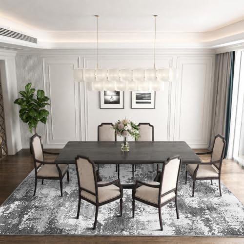 Washable Rug 10x14 Area Rugs for Living Room Bedroom Carpet, Grey Indoor Vintage Abstract Boho Large Rug Non Slip Faux Wool Rugs for Dorm, Dining Room Table, Nursery, Kids Playroom, Gray - color: Grey, size: 10' X 14' (Rectangular)