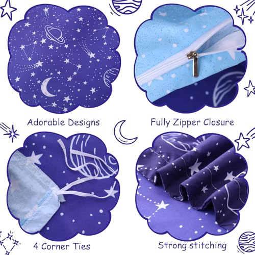 JSD Blue Stars Space Theme Kids Boys Duvet Cover Set Twin Size | 2 Piece Soft Printed Microfiber Duvet Cover with Pillow Sham Zipper Closure, Comforter Not Included, Oeko-Tex Certified - color: Blue Stars, size: Twin