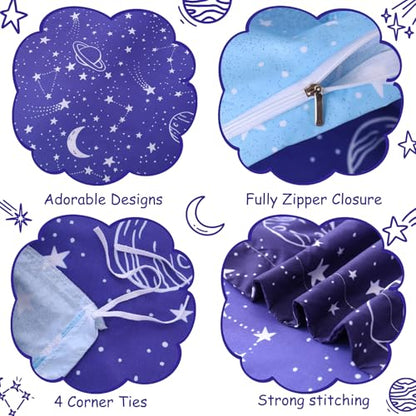 JSD Blue Stars Space Theme Kids Boys Duvet Cover Set Queen Size | 3 Piece Soft Printed Microfiber Duvet Cover with Pillow Shams Zipper Closure, Comforter Not Included, Oeko-Tex Certified - color: Blue Stars, size: Queen