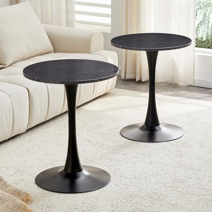23.6" Round Dining Table, Mid-Century Modern Tulip Table with Thickened Tabletop & Metal Pedestal, Circle Bistro Table for Kitchen, Small Places, Apartments, Cafe - color: Dark Grey, size: 23.6" dining table