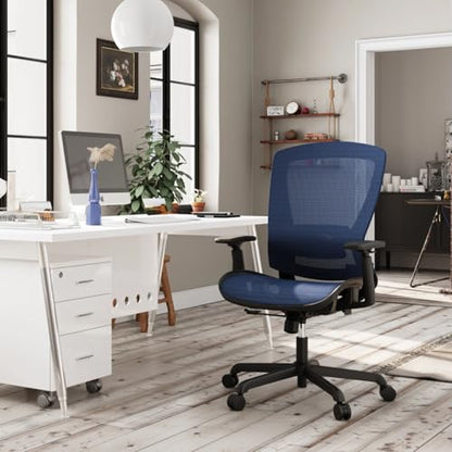 Mesh Office Chair,Ergonomic Computer Desk Chair,Sturdy Task Chair- Adjustable Lumbar Support & Armrests,Tilt Function,Comfort Wide Seat,Swivel Home Office Chair (Blue) - color: Blue