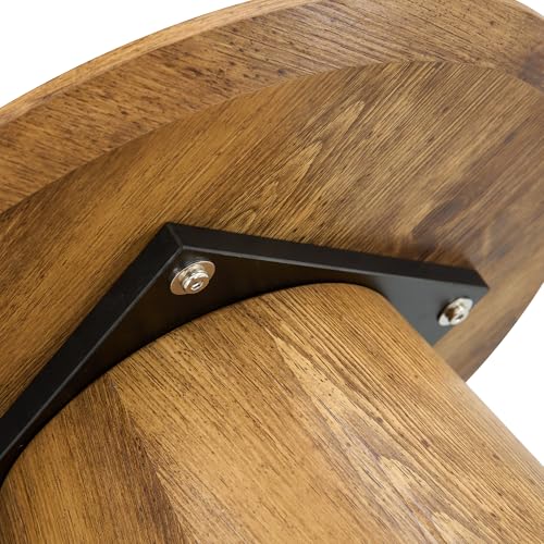 Wood Coffee Table Set of 2, Farmhouse Nesting Tables with Natural Wood Grain Round Tabletop & Wooden Cone Base, Round Layered Low Profile Accent Tables Ideal for Living Room, APT, Small Space - color: Wood Nesting Coffee Table