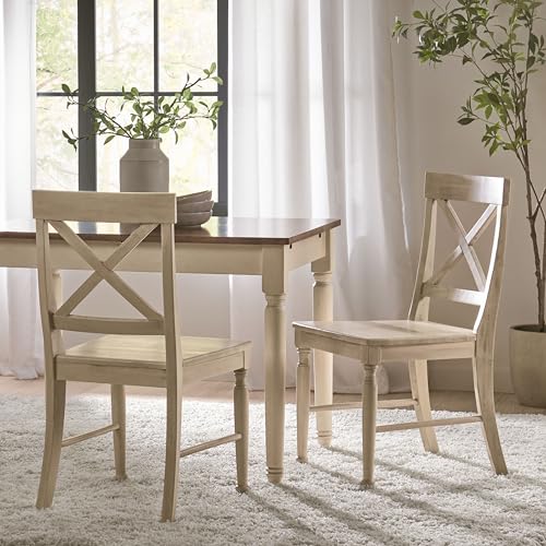 Christopher Knight Home Rovie Acacia Wood Dining Chairs, 2-Pcs Set, Antique White