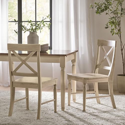 Christopher Knight Home Rovie Acacia Wood Dining Chairs, 2-Pcs Set, Antique White