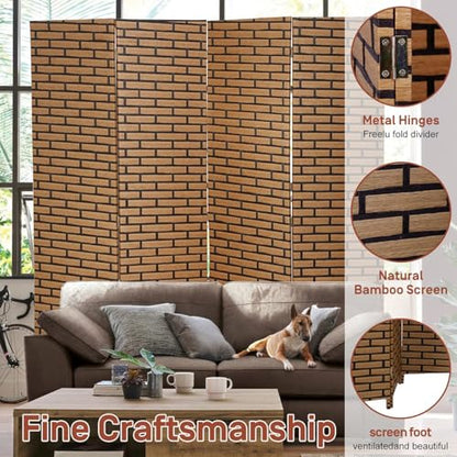 Room Dividers Folding Screens Privacy Screen Room Panel 4 Panel Partition Wall Tall Room Divider for Living Room Bedroom Study Portable Room Seperating Home Furniture Wall Dividers, Brick - color: Brick