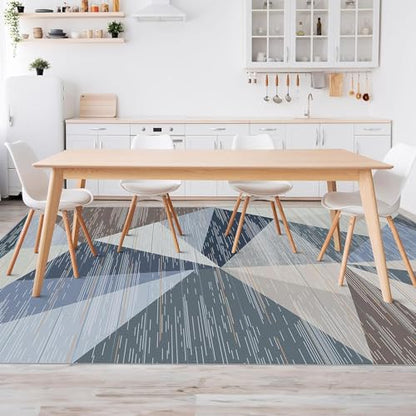 HOMFINE Washable Modern Area Rug - Geometric Style 5x7 Rugs for Living Room, Bedroom, Machine Washable Rug Soft Non Slip Non Shedding Area Rug - Blue, 5'x7' - color: Blue, size: 5' x 7' (Rectangular)