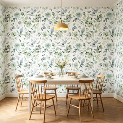 Green Leaf Peel and Stick self Adhesive Wallpaper - 128''x32'' - color: X06, size: 128"x32"