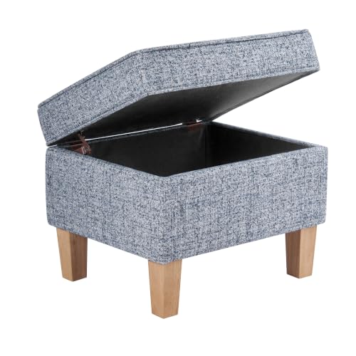HomePop 22" Medium Rectangular Storage Ottoman - Blue Gray Woven Fabric - color: Blue Gray Woven Fabric