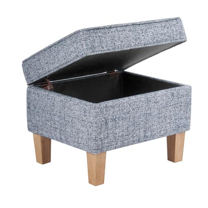 HomePop 22" Medium Rectangular Storage Ottoman - Blue Gray Woven Fabric - color: Blue Gray Woven Fabric