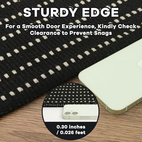 Washable Entryway Rug, Non Slip Doormat, 2x3 Ft, Black/Cream | Washable Braided Small Area Rug, Non Slip Rubber Dot Backed, For Kitchen, Foyer, Front Door, Porch, Bathroom, Bedroom - color: Black and Beige, size: 2' x 3' (Rectangular)