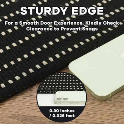 Washable Runner Rug, Non Slip Hall Runner, 2x6 Ft, Black/Cream | Washable Braided Runner Carpet, Non Slip Rubber Dot Backed, For Hallway, Kitchen, Entryway, Bedroom, Laundry Room, Foyer - color: Black and Beige, size: 2' x 6' (Rectangular)