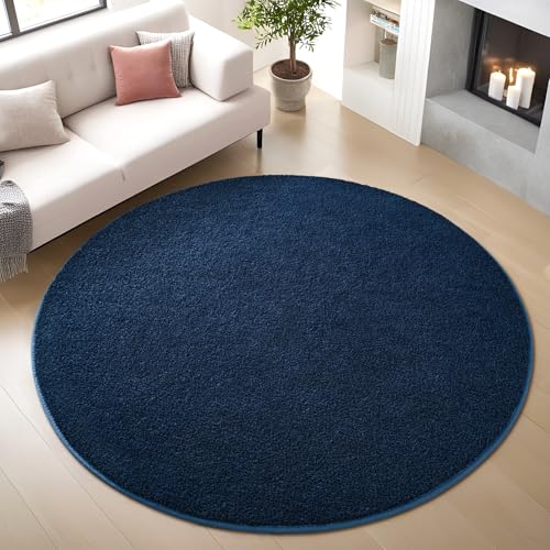 Nuttumico Ultra Soft Round Area Rugs for Living Room Bedroom, 4x4 Feet Navy Blue Washable Non-Slip Indoor Rugs, Thickened Memory Foam Modern Indoor Circle Carpet for Boys Girls Room Home Decor - color: Navy Blue, size: 4' X 4' (Round)