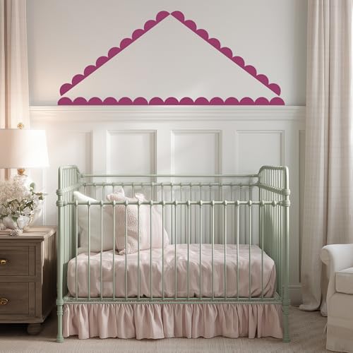 Scallop Border Wall Sticker，Door Edge Scallop Decorative Art Stickers，Scallop Peel and Stick Border，for Nursery, Kids Bedroom Living Room Home Scandinavian Boho Painting Wall Décor. (Lipstick Pink) - color: Lipstick Pink