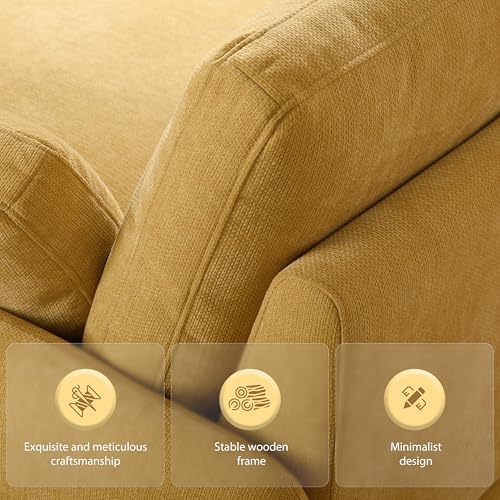Merax 50 x 43 Oversized Chenille Single Sofa Chair,Wide and Deep Seat Accent Chair,Modern Upholstered Comfy Couch with Pillows for Living Room,Apartment,Bedroom,Yellow - color: Yellow