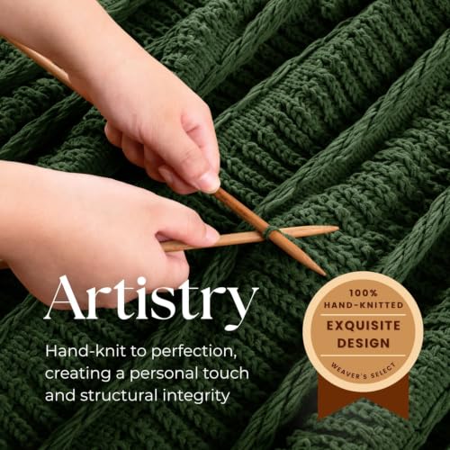 Boho Knitted Chenille Blanket with Tassels - Lightweight & Soft All-Season Throw - 3D Classic Pattern for Living Room Bedroom Couch, Imperial Green, Throw 50"x60" - color: Imperial Green, size: Throw