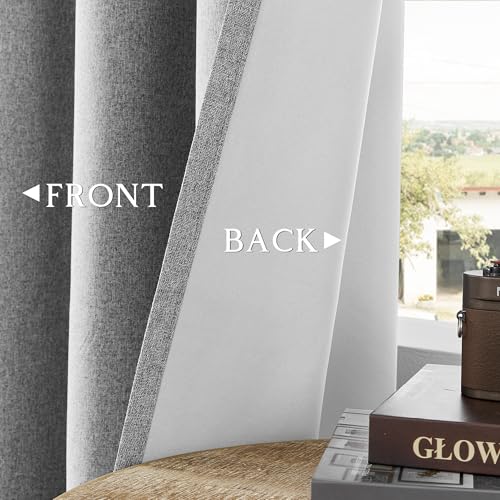 ChrisDowa Grey Blackout Curtains 45 Inches Long 2 Panels for Bedroom | Room Darkening,Light Blocking,Thermal Insulated,Faux Linen,Farmhouse,Grommet,Window Treatment,Drapes,Living Room,52x45 - color: Grey, size: 52"W x 45"L (Pack of 2)