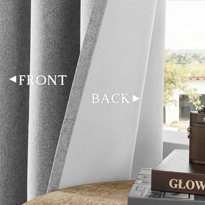 ChrisDowa Grey Blackout Curtains 45 Inches Long 2 Panels for Bedroom | Room Darkening,Light Blocking,Thermal Insulated,Faux Linen,Farmhouse,Grommet,Window Treatment,Drapes,Living Room,52x45 - color: Grey, size: 52"W x 45"L (Pack of 2)