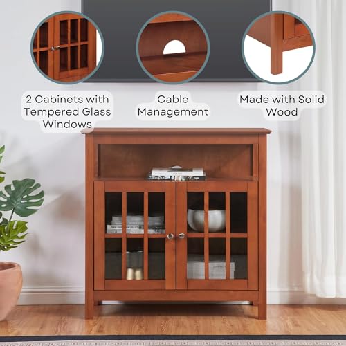 Convenience Concepts Big Sur Highboy TV Stand 36" - Modern Entertainment Center For TVs up to 40", Storage Cabinet for Dining, Living Room, & Entryway, Console Hall Table with Shelves, Cherry - color: Cherry