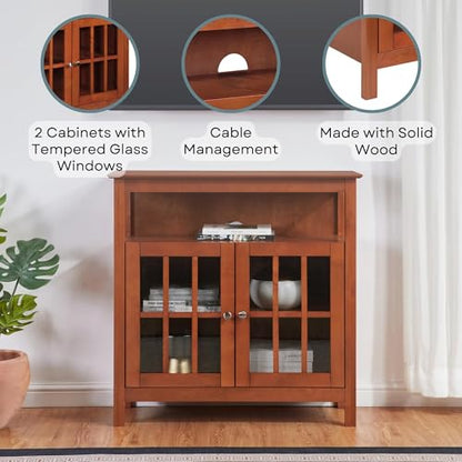 Convenience Concepts Big Sur Highboy TV Stand 36" - Modern Entertainment Center For TVs up to 40", Storage Cabinet for Dining, Living Room, & Entryway, Console Hall Table with Shelves, Cherry - color: Cherry