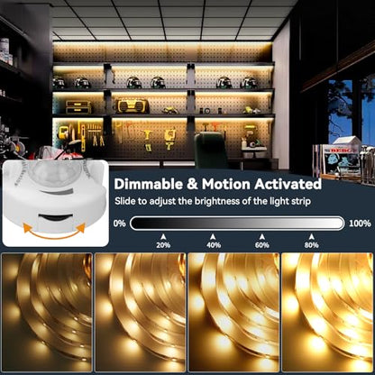 Dual Motion Sensor LED Light Strip 19.7ft Warm White for Stairs Bed Indoor | Motion Activated LED Strip Lights,Two-End Sensors,12v Dimmable Auto On/Off Night Lighting for Hallway Bedroom Cabinet Kitchen - size: 19.7ft--Two Motion Sensors