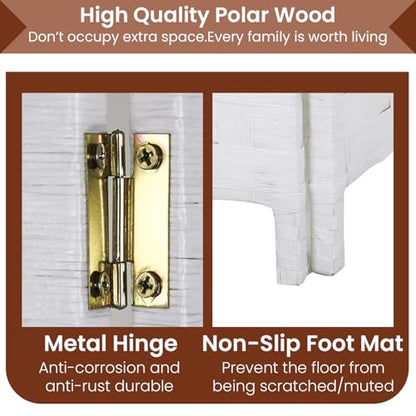 Dopinmin White Room Divider Wall Divider 6FT 4 Panels Dressing Screen | Wood Mesh Hand-Woven Indoor Room Screen Folding Portable Partition Screen - color: 180-whiteh