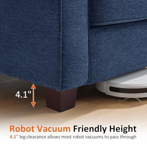 MCombo 67.7" Loveseat Sofa, 2-Seater Small Couch for Small Spaces, Classic Rolled Arm Upholstered Sofa with Solid Wood Legs for Living Room, Removable Cover, Chenille Fabric VE730 (Navy Blue) - color: Navy Blue
