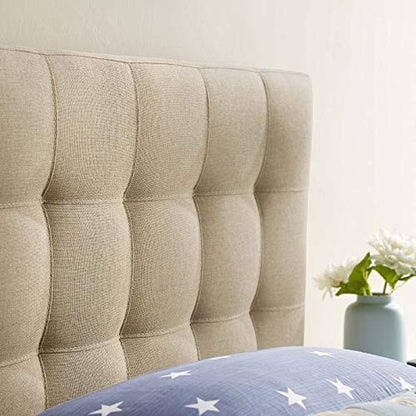 Modway Lily Tufted Linen Fabric Upholstered Twin Headboard in Beige - color: Beige, size: Twin