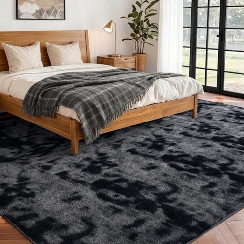 5x7 Tie-dye Dark Grey Area Rug Non-Slip Washable for Living Room Bedroom | Soft丨Stays Put丨Low Pile Thin丨Lays Flat丨Kid & Pet Friendly丨Dorm丨Dining Room丨Nursery丨Indoor丨Laundry丨Kids Room丨Carpet丨Home Decor - color: 02 Tie-dye Dark Grey, size: 5' x 7' (Rectangu