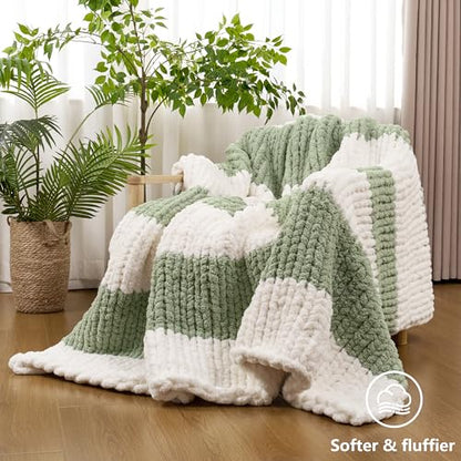 Cozyful Chunky Yarn for Hand Knitting - #10 Chunky Chenille Yarn, Jumbo Big Thick Chunky Yarns for Crocheting, Super Bulky Chunky Knit Blanket Yarns, 8 Skein (22yd, 8oz/Skein), Cream & Sage - color: Cream & Sage