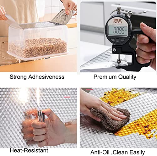 Kitchen Backsplash Wallpaper Oil Proof Sticker Aluminum Foil Contact Paper | Silver Self-Adhesive Shelf Liner Cabinet Liner Waterproof and Heat Resistant Peel and Stick Wallpaper (15.7X118 Inches) - size: 15.7" x 118"