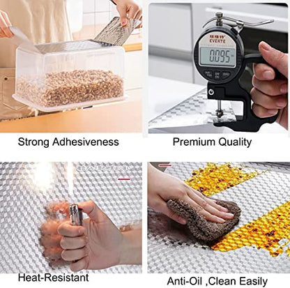 Kitchen Backsplash Wallpaper Oil Proof Sticker Aluminum Foil Contact Paper | Silver Self-Adhesive Shelf Liner Cabinet Liner Waterproof and Heat Resistant Peel and Stick Wallpaper (15.7X118 Inches) - size: 15.7" x 118"