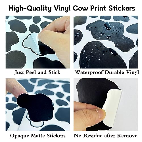 AOWDIAO 280 Pieces Cow Print Stickers Peel and Stick Vinyl Decals for Wall, Car, Laptop, Water Bottle & Home Decor - style: Cow Print
