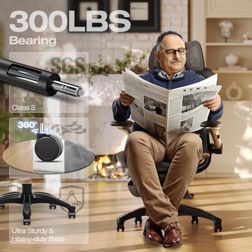 X100 Ergonomic Mesh Office Chair with Footrest, Big and Tall Hone Desk Chair with 5D Flip-Up Arms, Adjustable 3D Lumbar Support,Gaming & Executive Computer Chairs - color: Midnight Mist