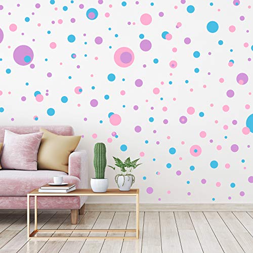 Zonon 264 Pcs Polka Dot Wall Decals for Classroom Decor Kids Circle Wall Sticker Vinyl Peel and Stick Colorful Removable for Nursery Bedroom Playroom Living Room(Lilac, Pink, Blue) - color: Lilac, Pink, Blue, style: Classic