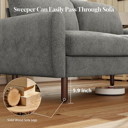 68" Loveseat Sofa, Comfy Chenille Fabric Couches for Living Room with Spring Cushion and Solid Wood Frame, Modern Deep Seat Couch for Bedroom, Apartment, Office, Easy Assembly, Gray - color: Grey