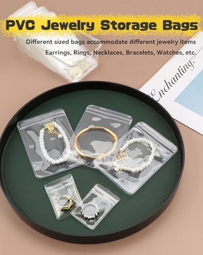100Pcs Anti Tarnish Jewelry Bags Clear Pvc Jewelry Storage Pouches with Zipper Plastic Packing for Earrings (Anti Tarnish Clear Large Earrings Bag 2.76x3.94in) - color: 100Pcs Anti Tarnish Clear Large Earrings Bag 2.76x3.94in