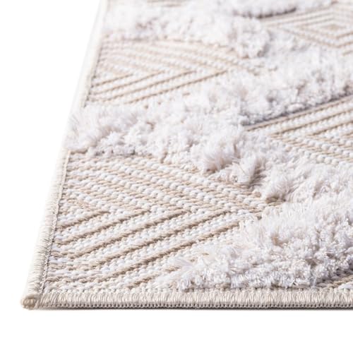 Rugs.com - Sabrina Soto Casa Rug – 12 Ft Runner Beige Textured Cotton Rug Modern Geometric Design for Hallways and Entryways - color: Beige, size: 2'7" x 12' (Runner)