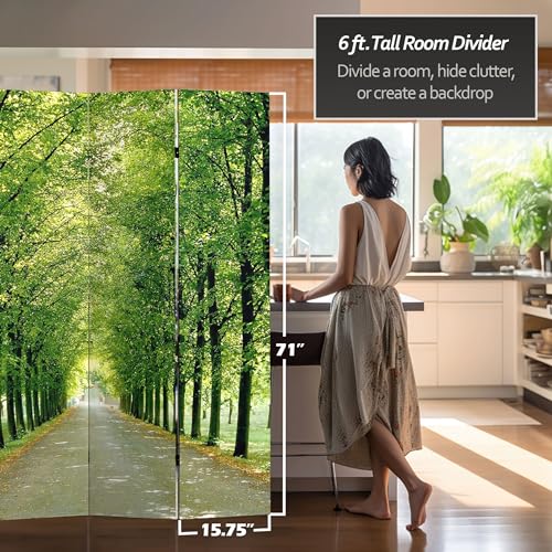Red Lantern Double Sided Path of Life Canvas Folding Screen, 6 Foot - 4 Panel - size: 6 Foot - 4 Panel