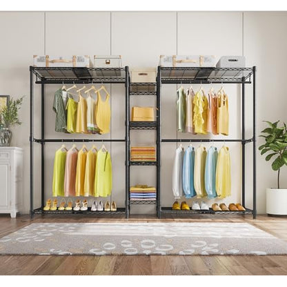 VIPEK X3 Expandable Heavy Duty Clothes Rack Closet Organizer System Black | Large Freestanding Clothing Rack with Adjustable Shelves and Hanger Rods from 5'2" to 8', Reach-in & Walk-in Closet 1210LBS - color: Black, size: X3