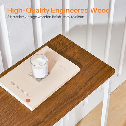 HOOBRO Narrow Console Table, 29.5" Small Entryway Table, Thin Sofa Table, Side Table, Display Table, for Hallway, Bedroom, Living Room, Foyer, White and Walnut WH75XG01 - color: White + Walnut